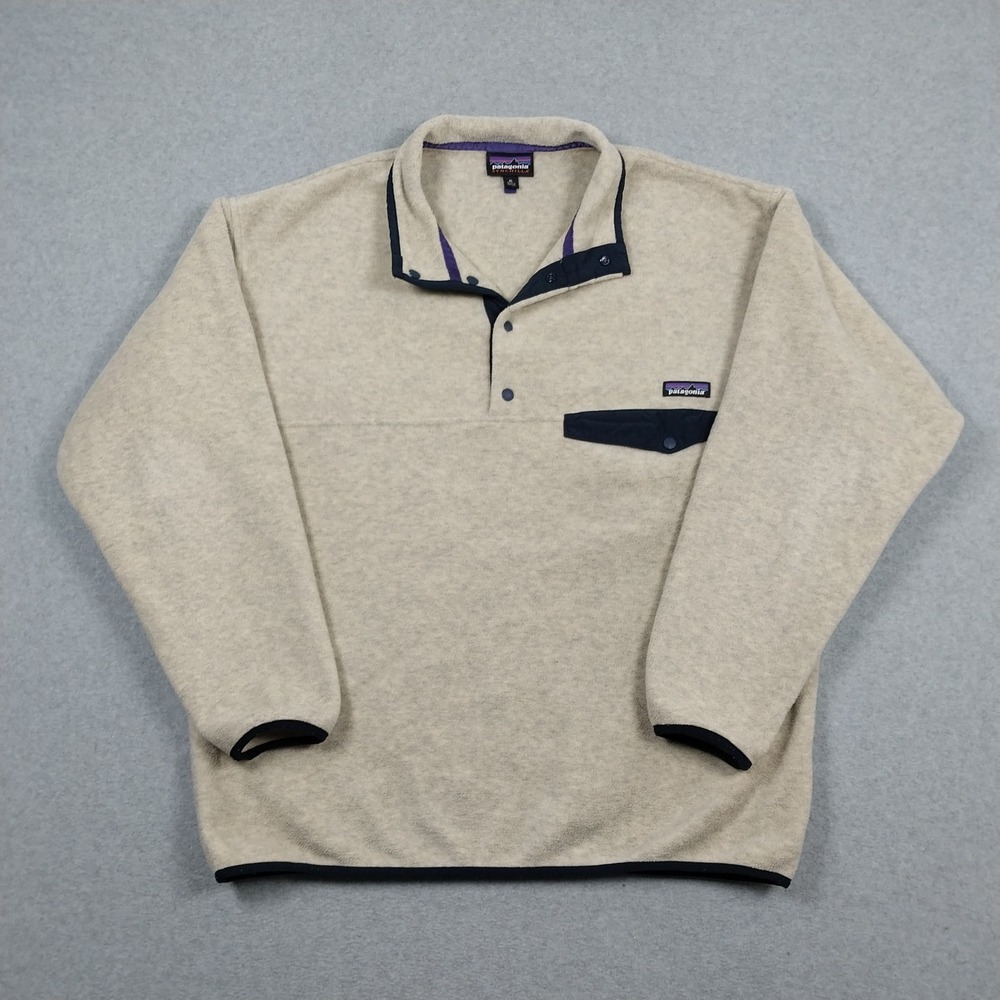 Patagonia Synchilla Mens XL Oatmeal Snap T Pullover Fleece Outdoor 25450